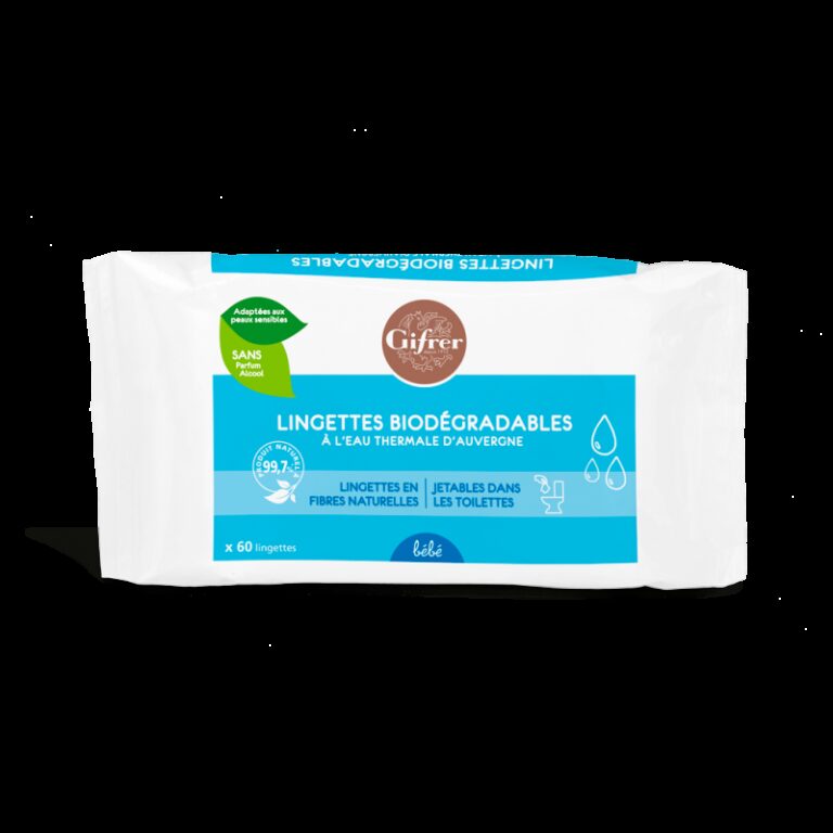 Lingettes biodégradables - Lingettes en fibres naturelles - 60 lingettes