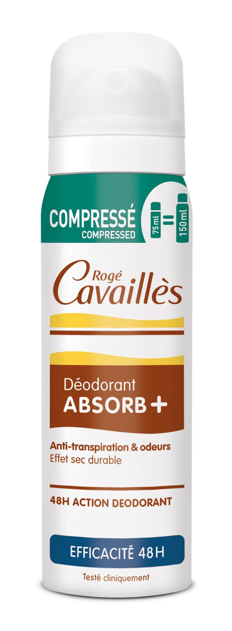 Rogé Cavailles - Déodorant absorb + - Anti transpirant et odeurs - Efficacité 48h - 75ml