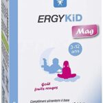 ERGYKID Mag - 3-12ans - Arômes naturels fruits rouges - Complément alimentaire à base de Magnésium, Vitamine B6 et Calcium - 14