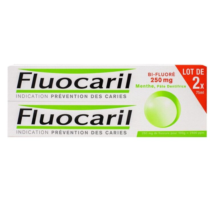 FLUOCARIL - Dentifrice Bi-fluoré 250mg Gout Menthe - Lot de 2x75ml