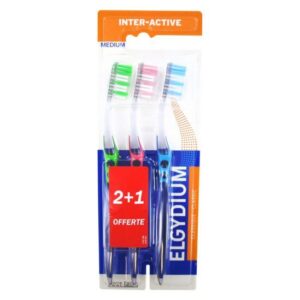 Elgydium - Brosse à dents inter-active medium lot de 3