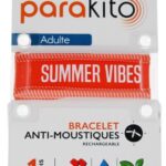 Parakito - Bracelet Anti-Moustiques Rechargeable Adulte - Modèle : Good Vibes Orange