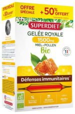 Superdiet - Gelée Royale 1500 mg Miel Pollen Bio 20 Ampoules + 10 Ampoules Offertes