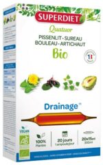 Superdiet - Quatuor Pissenlit Drainage Bio 20 Ampoules